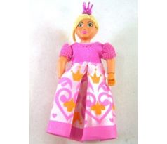 LEGO (7578) Belville Female - Girl with Bright Pink Top, Magenta Shoes and Long Light Yellow Hair, Dress, Crown