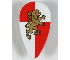 LEGO (10223) Shield Ovoid with Gold Lion on Red and White Quarters Background Pattern- Castle: Kingdoms