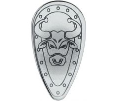 LEGO (4819) Shield Ovoid with Bull Head Black Outline on Chrome Silver Pattern