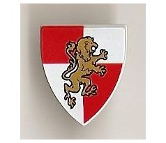 LEGO 10223 Shield Triangular with Gold Lion on Red and White Quarters Background Pattern