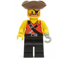 LEGO (6290) Pirate Shirt with Knife, Black Legs, Brown Pirate Triangle Hat - Pirates I