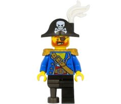 LEGO (31109) Pirate Captain - Bicorne Hat with Skull and White Plume, Pearl Gold Epaulette, Blue Open Jacket, Black Leg and Pearl Dark Gray Peg Leg