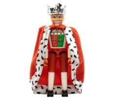 LEGO (5808) Belville Male - King with White and Red Pants, Shirt Insignia, White Hair, Cloak, Crown - Bellvile