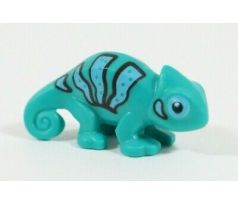 LEGO (10270) Dark Turquoise Chameleon with Black and Bright Light Blue Stripes Pattern