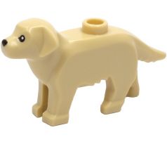 LEGO (60291) Tan Dog, Labrador / Golden Retriever with Black Eyes and Nose Pattern