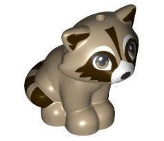 LEGO (41679) Dark Tan Raccoon, Friends with Dark Brown Markings, White Muzzle, and Black Nose Pattern