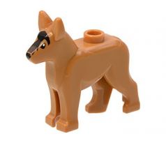 LEGO (60063) Medium Nougat Dog, Alsatian / German Shepherd with Black Eyes, Nose, Blaze and Dark Brown Muzzle Pattern