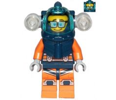 LEGO (60264)  Deep Sea Diver - Male, Dark Blue Helmet, Side Lamps, Glasses, Smile / Shocked