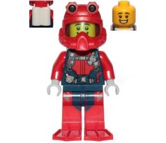 LEGO (30370) Scuba Diver - Male, Open Mouth Smile, Red Helmet, White Air Tanks, Red Flippers