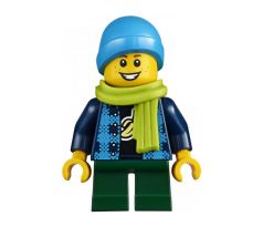 LEGO (10270) Child Boy, Dark Azure Beanie, Lime Scarf, Banana Shirt, Dark Green Legs