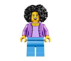LEGO (10270) Female, Bushy Black Hair, Medium Lavender Jacket on Lavender Shirt, Medium Blue Legs