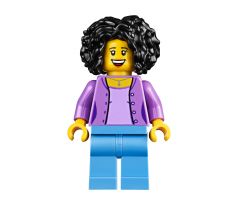 LEGO (10270) Female, Bushy Black Hair, Medium Lavender Jacket on Lavender Shirt, Medium Blue Legs