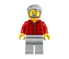 LEGO (10270) Male, Light Bluish Gray Hair, Dark Bluish Gray Beard, Red Flannel Shirt, Light Bluish Gray Legs