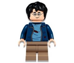LEGO (76407)  Harry Potter, Dark Blue Open Jacket with Tears and Blood Stains, Dark Tan Medium Legs, Smile / Angry Mouth - Harry Potter: Prisoner of Azkaban