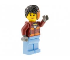 LEGO (60316) Police Crook, Female - Daisy Kaboom Dark Red Torso with Orange Stripes. and Bright Light Blue Legs