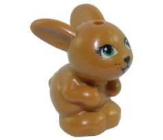 LEGO (41695) Bunny / Rabbit, Friends, Sitting with Green Eyes, Black Nose and Mouth, and Bright Pink Tongue Pattern