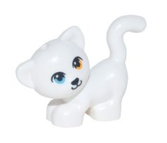 LEGO (41695) Cat, Friends, Standing and Looking Left with Bright Light Orange Left Eye and Medium Azure Right Eye, Black Nose and Mouth Pattern
