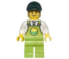 LEGO (60345) Farmer Horace - Lime Overalls over White Shirt, Lime Legs, Dark Green Cap, Dark Tan Moustache and Sideburns