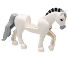 LEGO (43204) Horse with 2 x 2 Cutout and Movable Neck with Molded Tail and Roached Mane, Light Bluish Gray Muzzle, Tail and Mane with Black Stripes Pattern