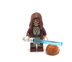 LEGO (75333) Obi-Wan Kenobi - Reddish Brown Robe, Dark Orange Mid-Length Tousled with Center Part Hair - Star Wars Episode 2