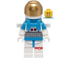 LEGO (60349) Lunar Research Astronaut - Male, White and Dark Azure Suit, White Helmet, Metallic Gold Visor, Backpack Clips, Open Mouth Smile - Town: City: Space Port