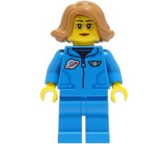 LEGO (60349) Lunar Research Astronaut - Female, Dark Azure Jumpsuit, Medium Nougat Hair, Glasses  - Town: City: Space Port