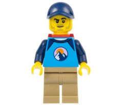 LEGO (60387) Go-To Gary - Dirt Bike Rider, Dark Azure and Dark Blue Shirt, Dark Tan Legs, Dark Blue Cap, Red Backpack - Town: City: Off-Road