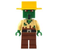 LEGO (21190) Zombie Villager - Tan Torso, Yellow Hat - Minecraft