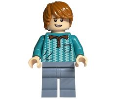 LEGO (75969) Ron Weasley - Dark Turquoise Polo Shirt - Reddish Brown Vest - Harry Potter: Half-Blood Prince