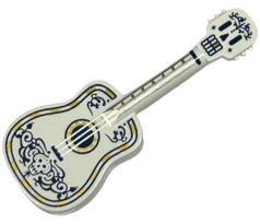 LEGO (71038) Minifigure, Utensil Musical Instrument, Guitar Acoustic with Tuning Knobs with Silver Strings, Skull and Dark Blue and Gold Ornaments Pattern