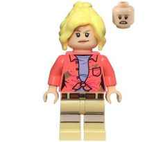 LEGO (76959) Ellie Sattler - Coral Shirt with Dark Tan Dirt Spots, Ponytail, Smirk / Scared Face  - Jurassic Park