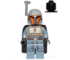 LEGO (75267) Mandalorian Tribe Warrior - Female, Black Cape, Light Bluish Gray Helmet with Antenna / Rangefinder - Star Wars The Mandalorian