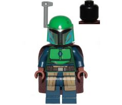 LEGO (75267) Mandalorian Tribe Warrior Female, Dark Brown Cape, Green Helmet with Antenna / Rangefinder - Star Wars The Mandalorian