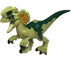 LEGO (76958) Dinosaur Dilophosaurus Second Version with Flexible Rubber Tail, Bright Light Orange, Red and Dark Green Markings- Jurassic Park